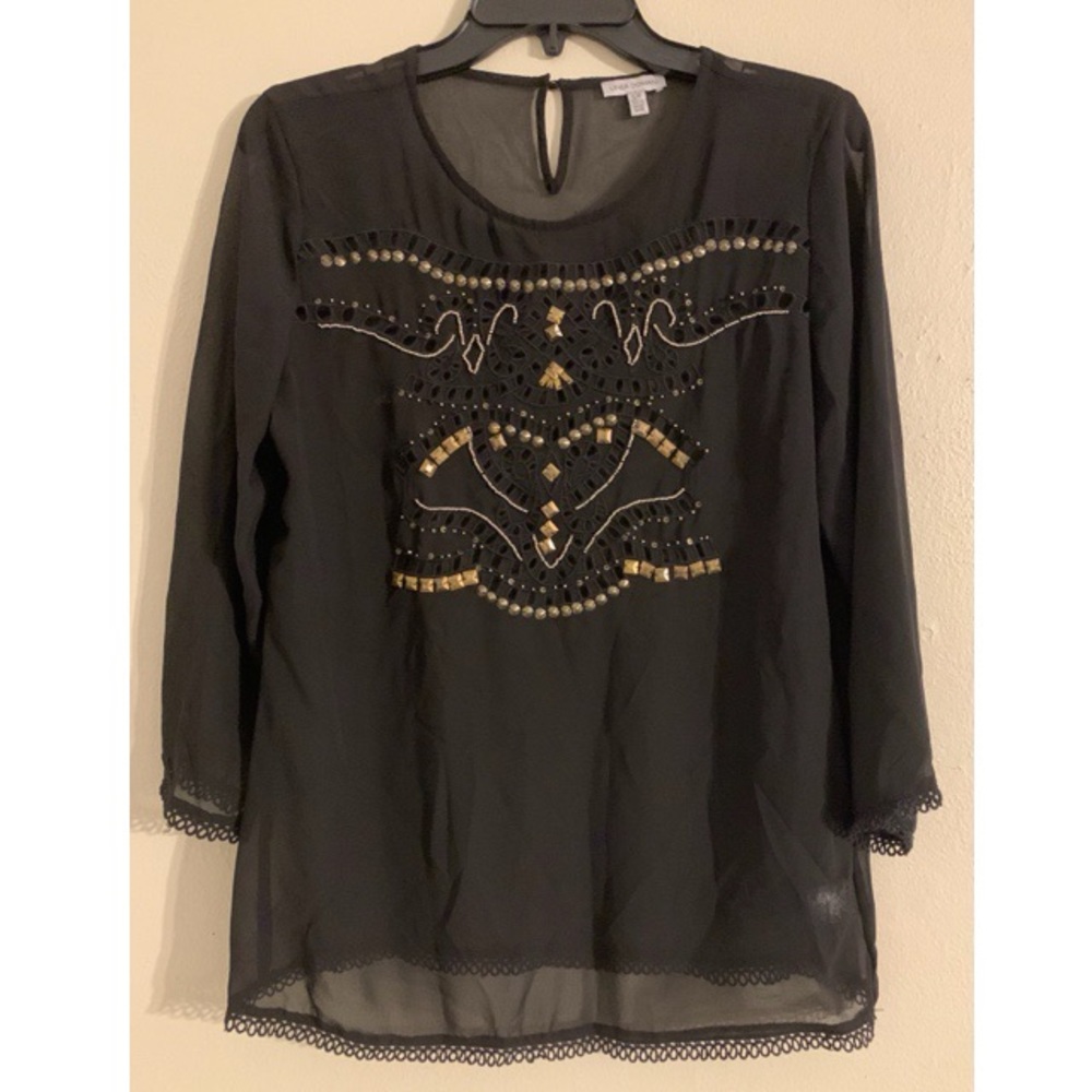 Linea Domani Black see-thru metallic blouse SZS/P
